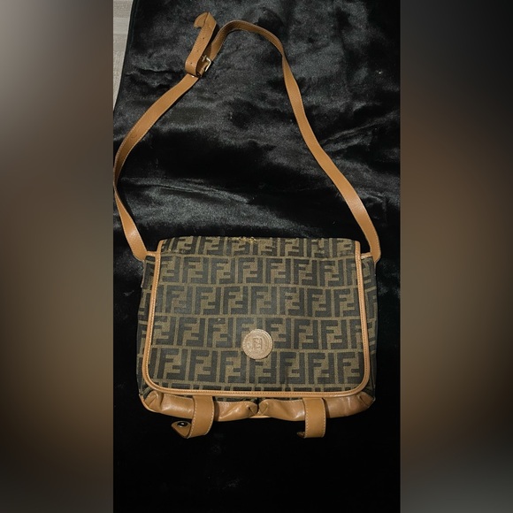 Fendi Handbags - Fendi vintage leather and fabric crossbody.